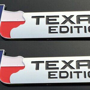 2 Texas Edition™ Silver Chrome Tailgate Emblem Badge Chevy GMC Ford F150 250 350